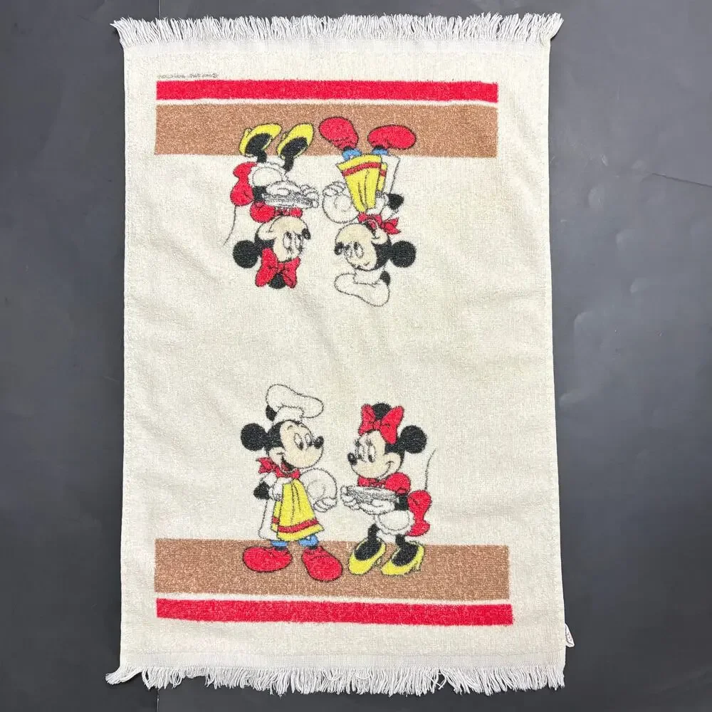 Vintage Cannon Mickey Minnie Mouse Hand Towel Walt Disney Productions USA Made
